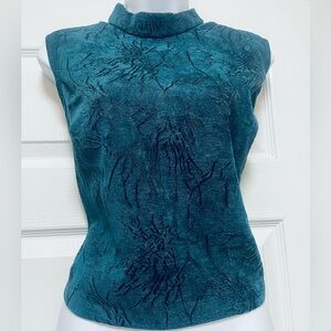 Teal Sleeveless Top Mock Neck